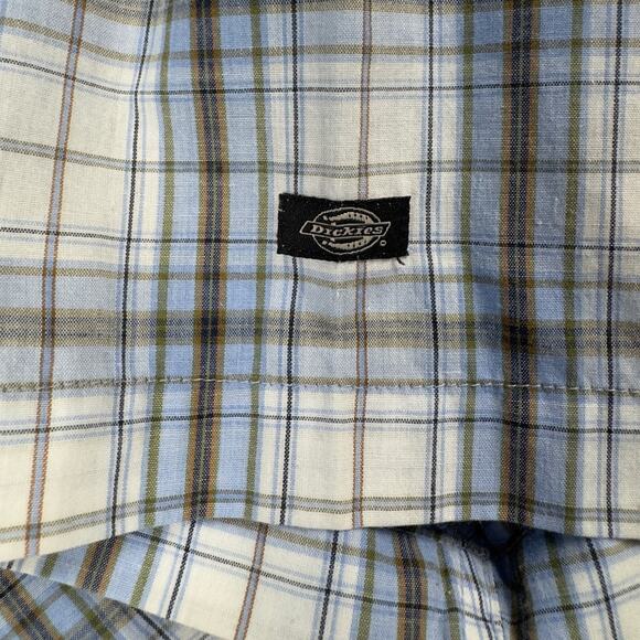 Dickies Plaid Pearl Snap Shirt Men’s 2XL Blue‎ Western Short Sleeve - Picture 6 of 10